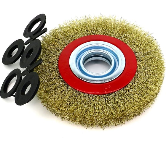 Изображение товара Щетка дисковая 150x22x32 мм, +адаптеры, ворс гофрированная латунированная сталь 0.30 мм 13-068 EuroBrush EB-LBS3
