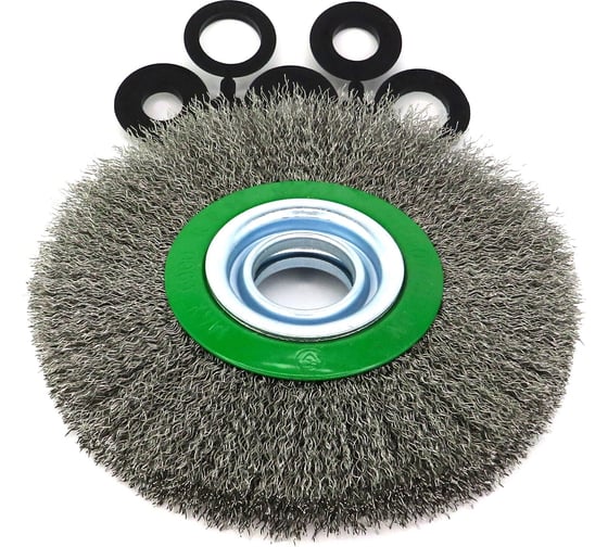 Изображение товара Щетка дисковая 175x30x32 мм, +адаптеры, ворс гофрированная нержавеющая сталь 0.30 мм 13-064 EuroBrush EB-LSS4