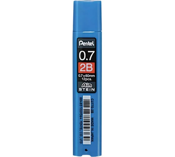 Изображение товара Грифели для автоматических карандашей Pentel Ain Stein C277S-2B 0.7 мм, 12 грифелей, в тубе 2B 586232