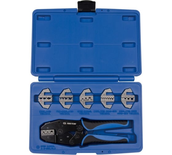 Изображение товара Храповичный кримпер для обжима изолированных наконечников (7 предметов, кейс) KING TONY 42107GX