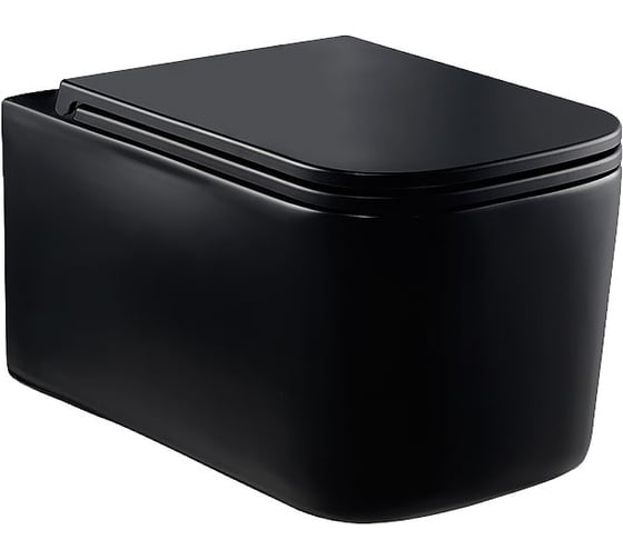 Изображение товара Подвесной унитаз VINCEA Ultra безободковый, цвет матовый черный, ультратонкое soft-close сиденье VT1-32MB