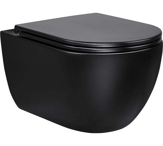Изображение товара Подвесной унитаз VINCEA Evo безободковый, цвет матовый черный, ультратонкое soft-close сиденье VT1-34MB