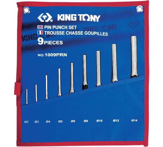 Изображение товара Набор выколоток в чехле из теторона (9 предметов) KING TONY 1009PRN