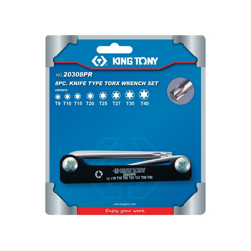 Изображение товара Набор Г-образных складных ключей TORX T9-T40 KING TONY 8 шт профессиональный