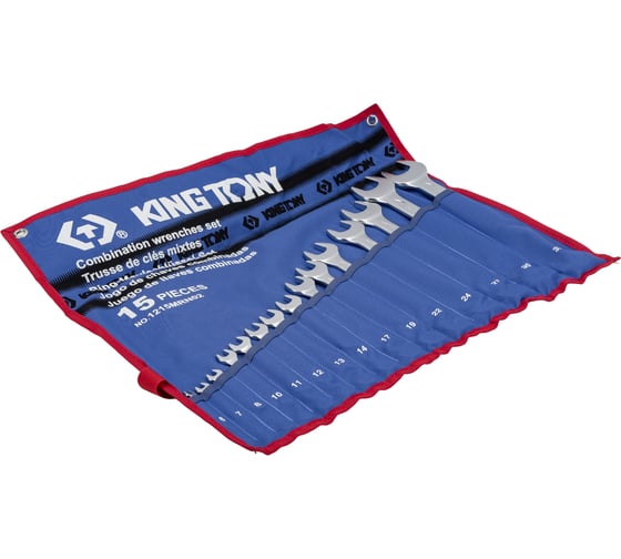 Изображение товара Набор комбинированных ключей в чехле из теторона (6-32 мм, 15 предметов) KING TONY 1215MRN02