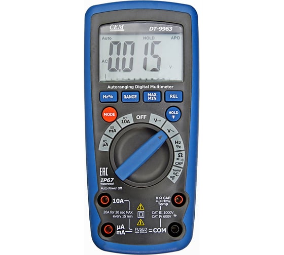 Изображение товара Профессиональный цифровой мультиметр СЕМ DT-9963 481660