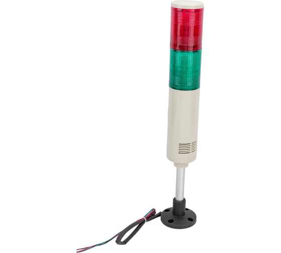 Изображение товара Светосигнальная колонна INNOCONT d=56мм, светодиод, стойка 70мм, основание d=70мм, постоянное свечение, зуммер, цвет: красный, зеленый, 220VAC, IP50, кабель 0,5м TL56B-220-RG