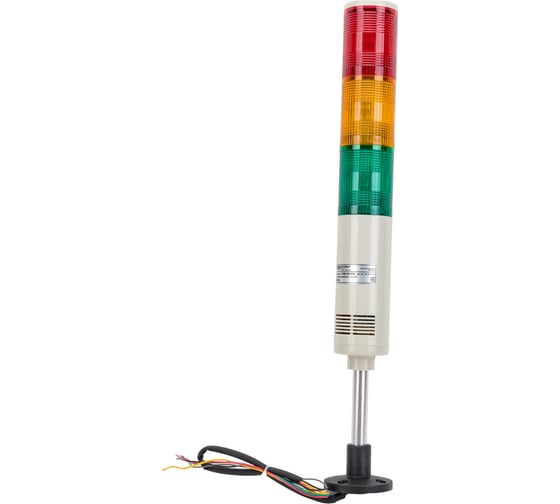 Изображение товара Светосигнальная колонна INNOCONT d=56мм, светодиод, стойка 70мм, основание d=70мм, постоянное свечение, зуммер, цвет: красный, желтый, зеленый, 220VAC, IP50, кабель 0,5м TL56B-220-RYG