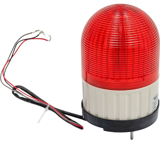 Изображение товара Светосигнальный маячок INNOCONT d=100мм, L=146мм, светодиод(постоянное/мигающее), вращение, зуммер, цвет: красный, 24VDC, IP55, кабель 0,5м SL100B-024-R