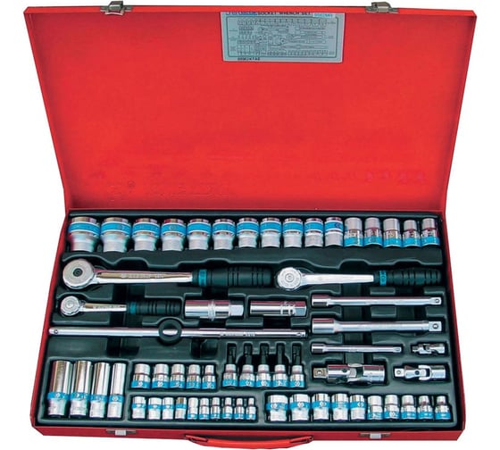 Изображение товара Набор торцевых головок с принадлежностями (1/4"&3/8"&1/2", шестигранные, 4-32 мм, 62 предмета) KING TONY 9564MR