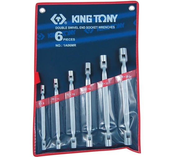 Изображение товара Набор торцевых ключей с шарниром (8-19 мм, 6 предметов) KING TONY 1A06MR