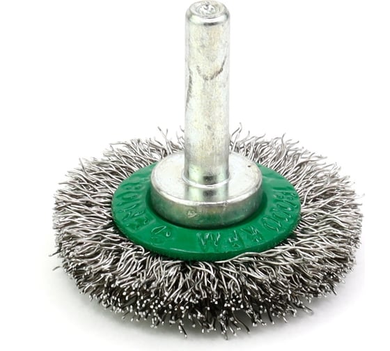 Изображение товара Щетка дисковая для дрели 40x9х6 мм, проволока гофрир. нержавеющая сталь 0.3 мм SIT 2512