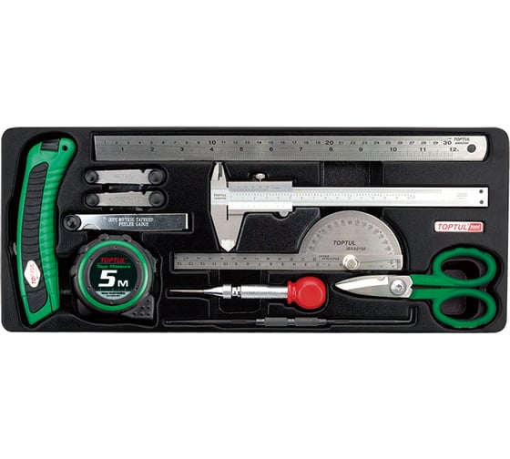 Изображение товара Набор инструментов для измерения, маркировки, резки TOPTUL 11 предметов, в ложементе GCAT1101