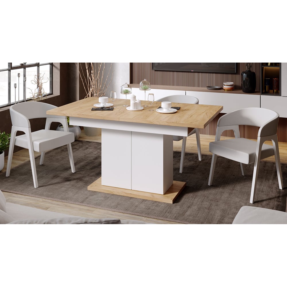 Изображение товара Раздвижной стол ТриЯ Детройт тип 1, Белый/Дуб Крафт золотой 215175