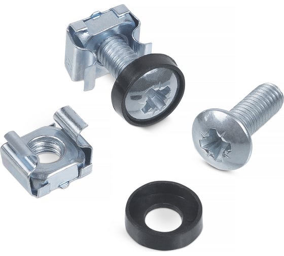 Изображение товара Винт с шайбой и гайкой M6 для крепления 19" оборудования Cabeus 50 шт SH-J014