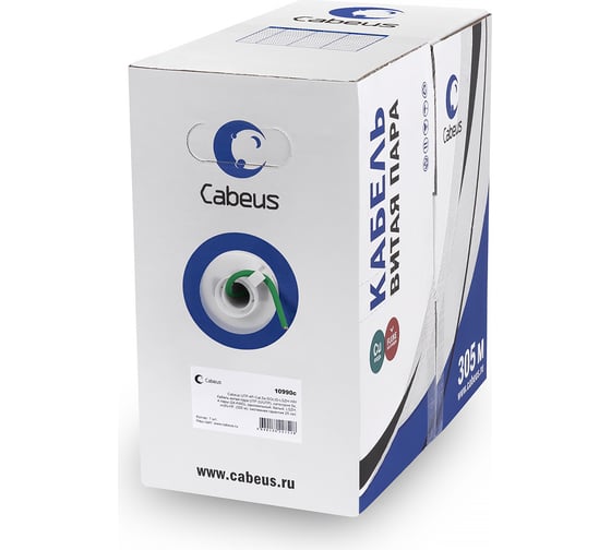 Изображение товара Кабель витая пара UTP (U/UTP) Cabeus категория 6, 4 пары (23 AWG), одножильный, нг(А)-LSLTx, зеленый (305 м), системная гарантия 25 лет. UTP-4P-Cat.6-SOLID-LSLTx-GN