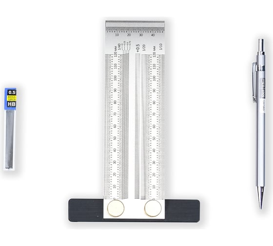 Изображение товара Линейка GOLDRATIO t-rule 120 мм, с карандашом М00021517