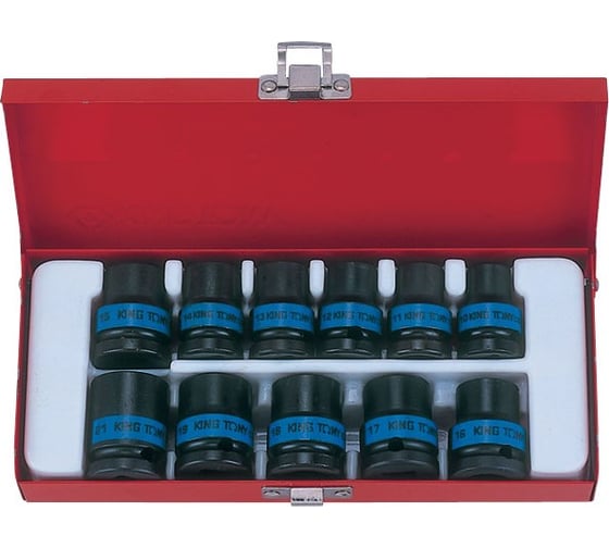 Изображение товара Набор ударных торцевых головок (1/2", шестигранные, 10-21 мм, 11 предметов) KING TONY 4412MP