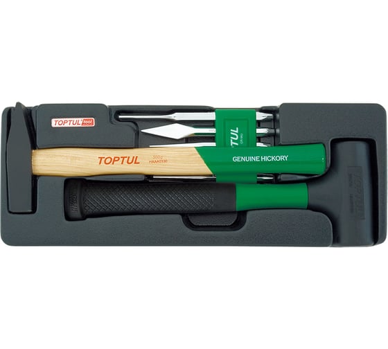 Изображение товара Набор молотков, зубило и выколотоки TOPTUL 7 предметов, в ложементе GCAT0701