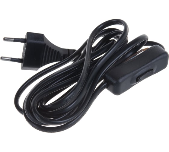 Изображение товара Провод с выключателем и евровилкой 2м, duwi 2х0.75мм², 2,5А,черный, 05681 2