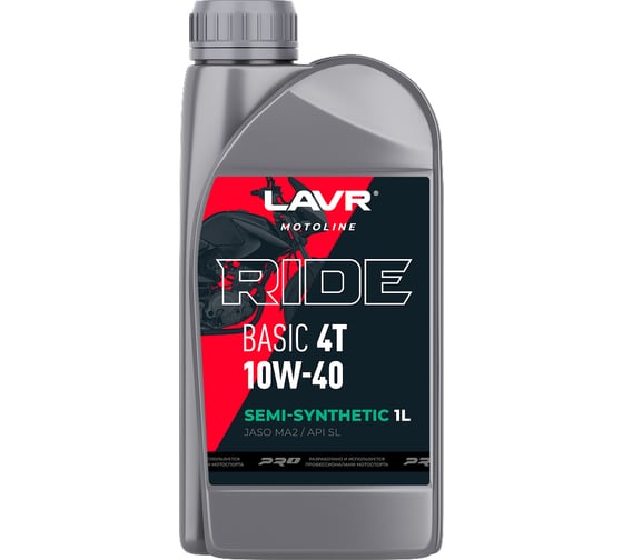 Изображение товара Моторное масло LAVR MOTO RIDE BASIC 4T 10W40 SL, 1 л Ln7749