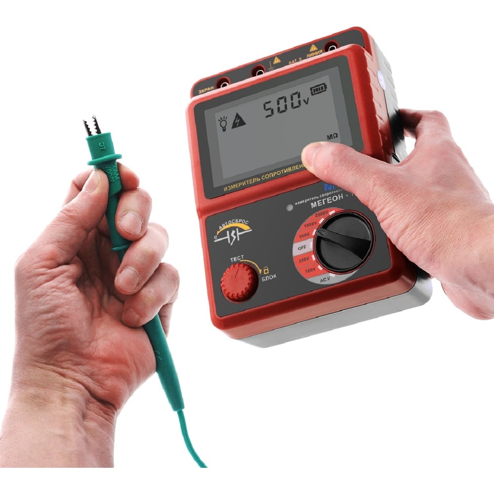 Изображение товара Мегаомметр МЕГЕОН 13125 для измерения сопротивления до 49.9 МОм