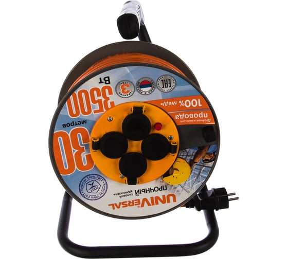 Изображение товара Удлинитель на катушке UNIVersal ВЕМ-250 IP-44 термо ПВС 3х2,5 4 гнезда 30м 9634207