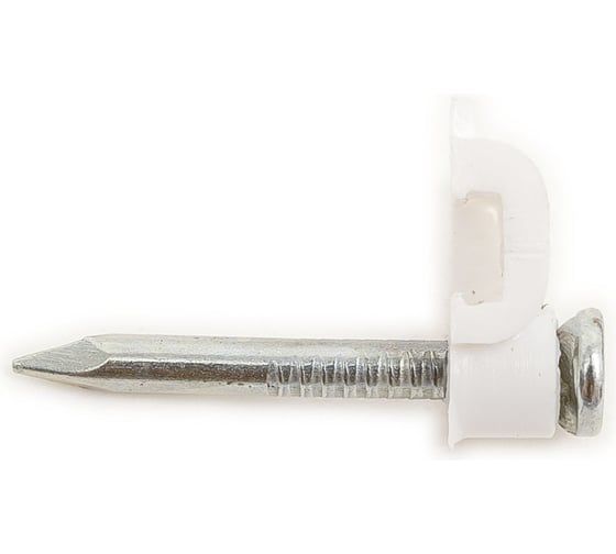 Изображение товара Скоба для крепления прямоугольного кабеля STARFIX 4 мм белая с гвоздем, 50 штук SMZ2-85220-50