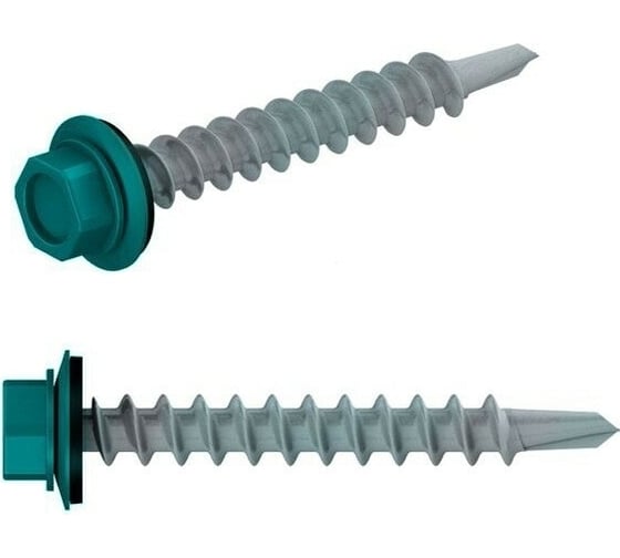 Изображение товара Кровельный саморез STARFIX 4,8x70 мм цинк шайба с прокладкой PT1 RAL 5021 30 штук SMP2-103311-30