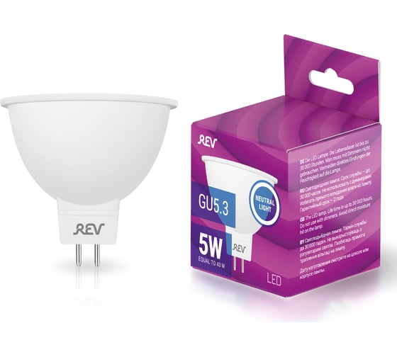 Изображение товара Светодиодная лампа LED MR16 GU5.3 5Вт 4000K REV 32323 5