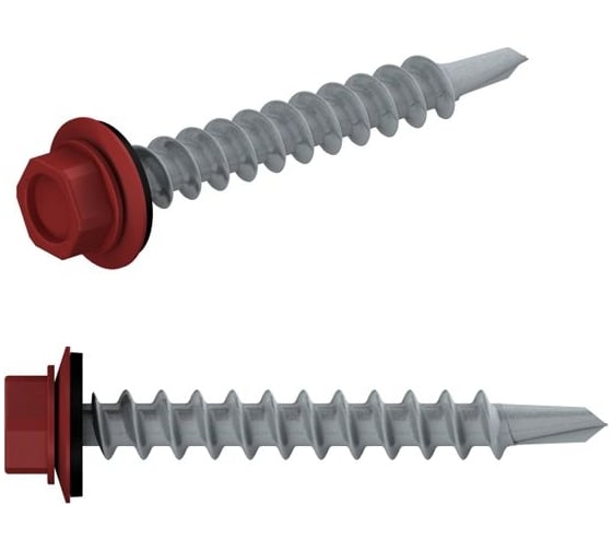 Изображение товара Кровельный саморез STARFIX 4,8x70 мм цинк шайба с прокладкой PT1 RAL 3003 30 штук SMP2-48192-30