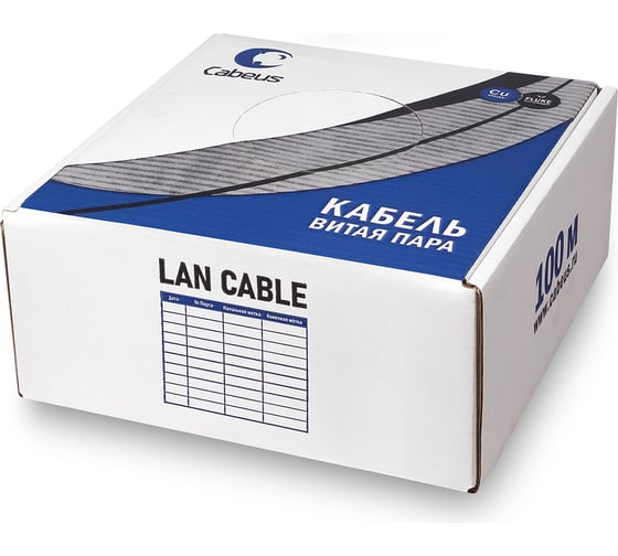 Изображение товара Кабель витая пара UTP (U/UTP) Cabeus категория 5e, 4 пары (24 AWG), одножильный, зеленый, LSZH, нг(А)-HF UTP-4P-Cat.5e-SOLID-LSZH-GN-100