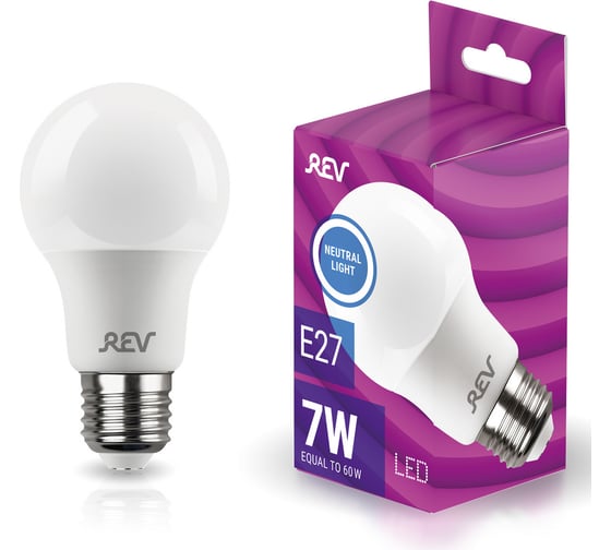 Изображение товара Светодиодная лампа LED A60 E27 7Вт 4000K REV 32265 8