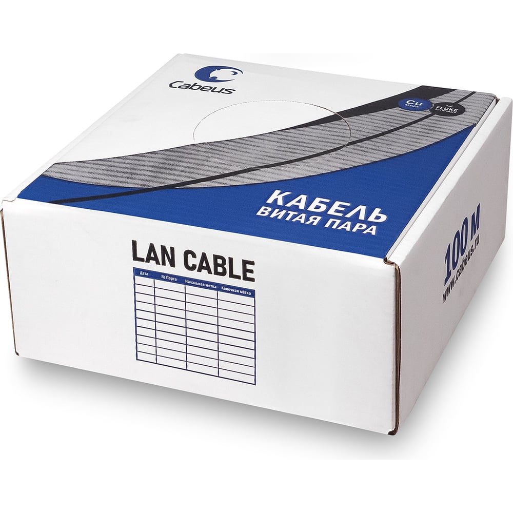 Изображение товара Кабель витая пара UTP (U/UTP) Cabeus категория 6, 4 пары (23 AWG), одножильный, нг(А)-LSLTx, зеленый UTP-4P-Cat.6-SOLID-LSLTx-GN-100