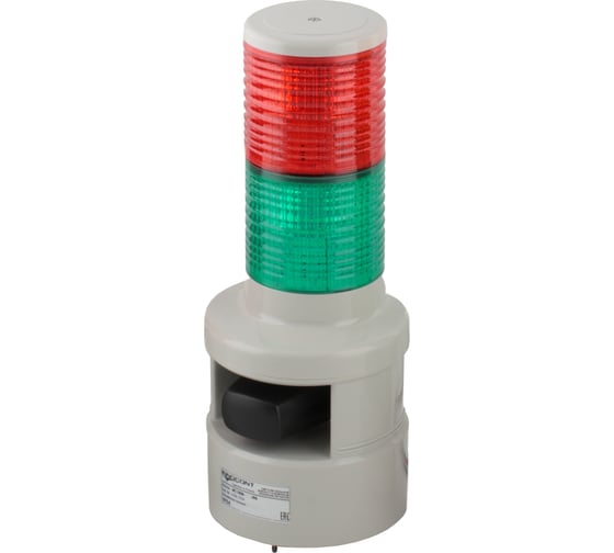 Изображение товара Светосигнальный маячок INNOCONT с усиленным звуком, диаметр основания 120мм, L=230мм, светодиод(постоянное/мигающее), зуммер 100дБ, цвет: красный, зеленый, 220VAC, IP54. кабель 0,5м SFL100B-220-RG