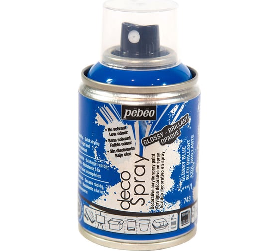 Изображение товара Краска PEBEO decoSpray на водной основе, аэрозоль, 100 мл, синий глянцевый 533383