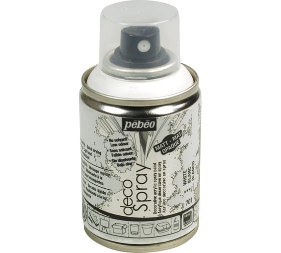 Изображение товара Краска PEBEO decoSpray на водной основе, аэрозоль, 100 мл, белый 533384