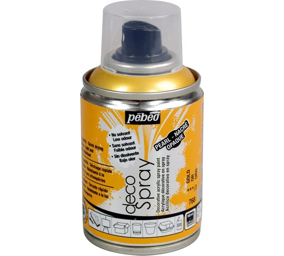Изображение товара Краска PEBEO decoSpray на водной основе, аэрозоль, 100 мл, под золото 530583