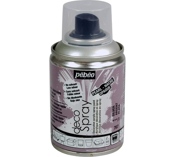 Изображение товара Краска PEBEO decoSpray на водной основе, аэрозоль, 100 мл, под серебро 533388