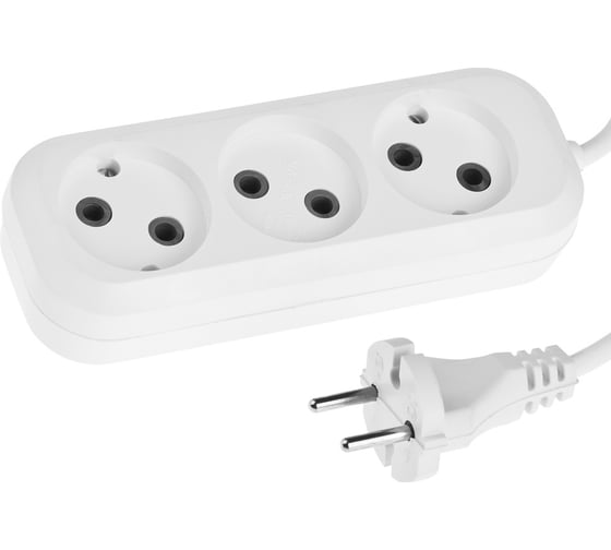 Изображение товара Электрический удлинитель ПВС 0.75кв мм, 3 гнезда, 1300Вт, 3м СИБИН 55031-3