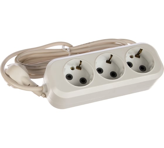 Изображение товара Электрический удлинитель ПВС 0,75кв мм, 3 гнезда, 2200Вт, 3м, заземление СИБИН 55034-3