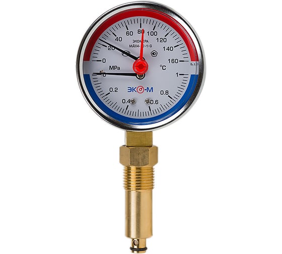 Изображение товара Термоманометр ЭКО-М Экомера с переходником на G1/2 МД04-80-G-1МПа-160-L-40-РИ