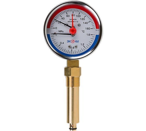 Изображение товара Термоманометр ЭКО-М Экомера с переходником на G1/2 МД04-80-G-1,6МПа-160-L-60-РИ