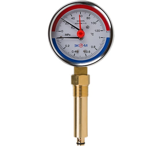 Изображение товара Термоманометр ЭКО-М Экомера с переходником на G1/2 МД04-80-G-1МПа-120-L-60-РИ