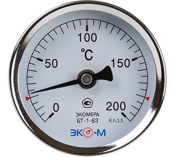 Изображение товара Биметаллический термометр ЭКО-М ЭКОМЕРА БТ-1-63, 0-200С, L=100 БТ-1-63-200С-L100