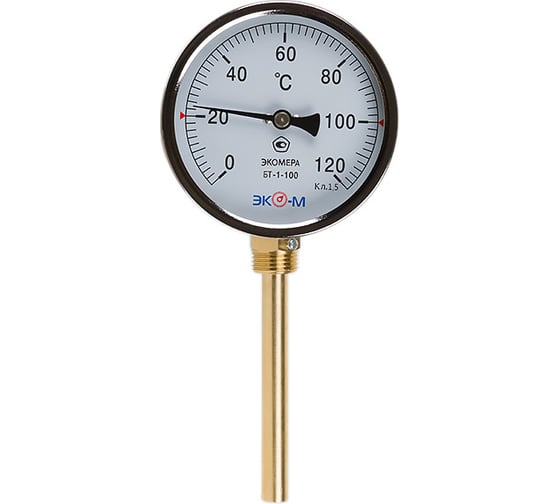 Изображение товара Биметаллический термометр ЭКО-М ЭКОМЕРА радиальный БТ-1-100-120С-L100-РИ