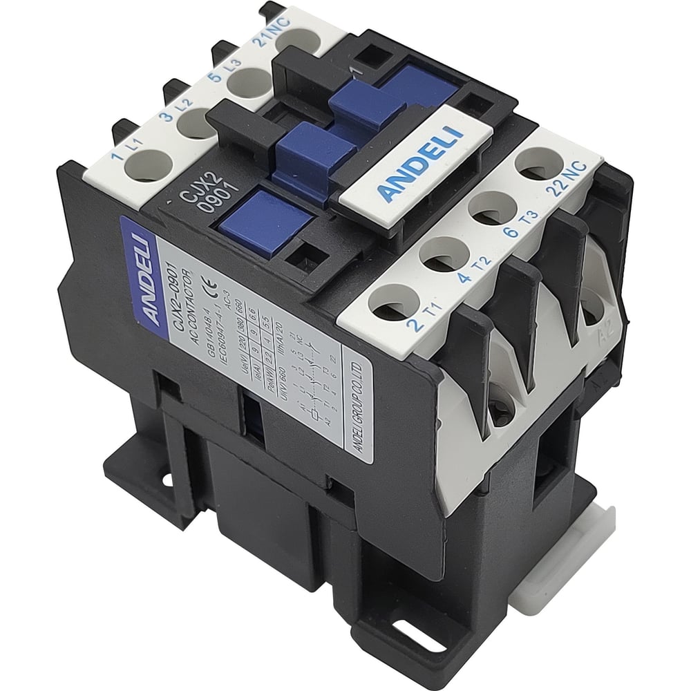 Изображение товара Контактор ANDELI CJX2-d0901 9А 220В AC3 1нз модульный 3-полюсный