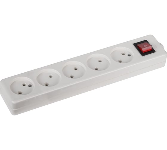 Изображение товара Колодка без зазeмления, с выключателем, 5 гнезд ЭРА K-5s Б0003481