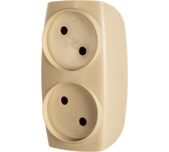 Изображение товара Тройник без заземления, 2 гнезда, слоновая кость ЭРА SP-2-I Б0017017