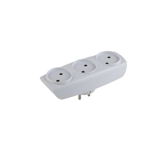 Изображение товара Тройник без заземления, 3 гнезда, белый ЭРА SP-3-W C0045527